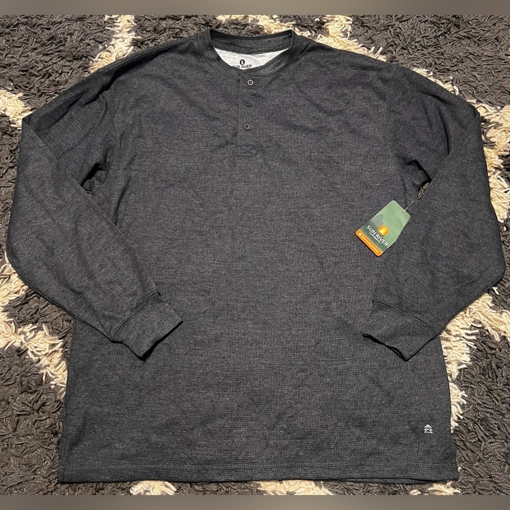 NWT Sun River Co. Gray Waffle Knit Thermal Long Sleeve Shirt